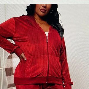 MessBebe Sportswear Women's Full-Zip Hoodie Size L Extra Large Red Wine